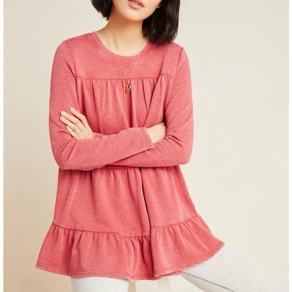 Cozy Saturday/ Sunday Anthropologie Tiered Baby Doll Sweatshirt Small - Picture 2 of 4